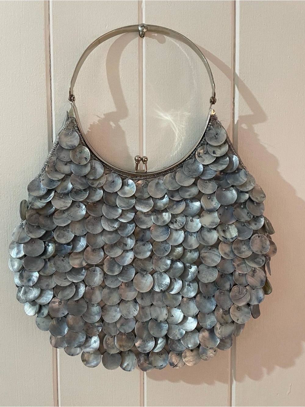 Vintage Silver Mother-of-Pearl Shoulder Bag